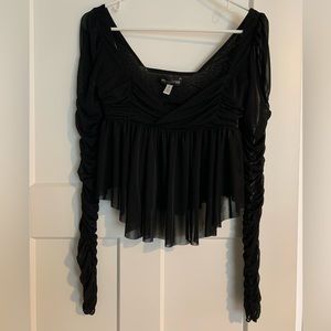Urban Outfitters Ruched Sheer Long Sleeve size sm
